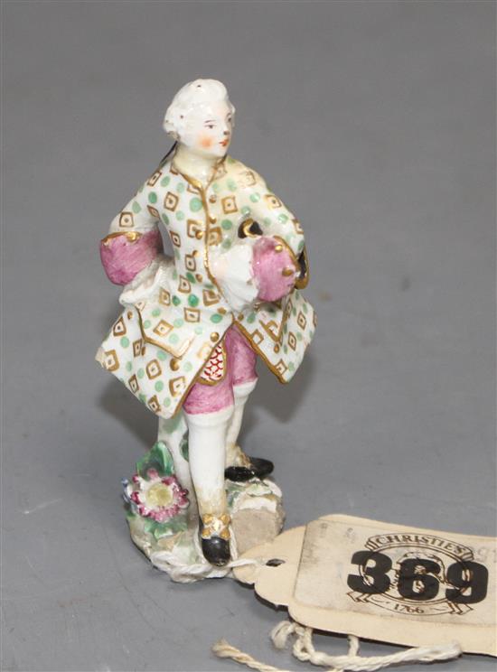 A Chelsea red anchor toy figure of a gallant gentleman, c.1755, 6.5cm